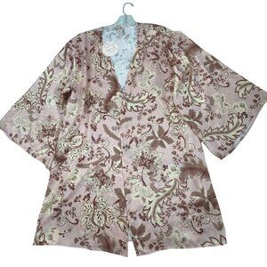 Soft Surroundings P2F Pink Floral Satin Kimono Duster Wide Sleeves 2X NWT